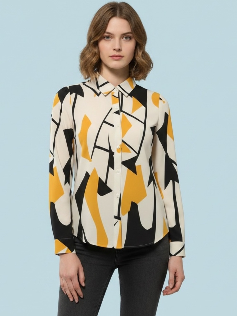 SHEIN Geometric Womens Blouse